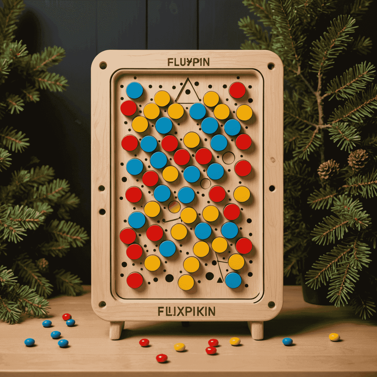 Logo de Fluxpin: Un tablero de Plinko estilizado con caminos estacionales