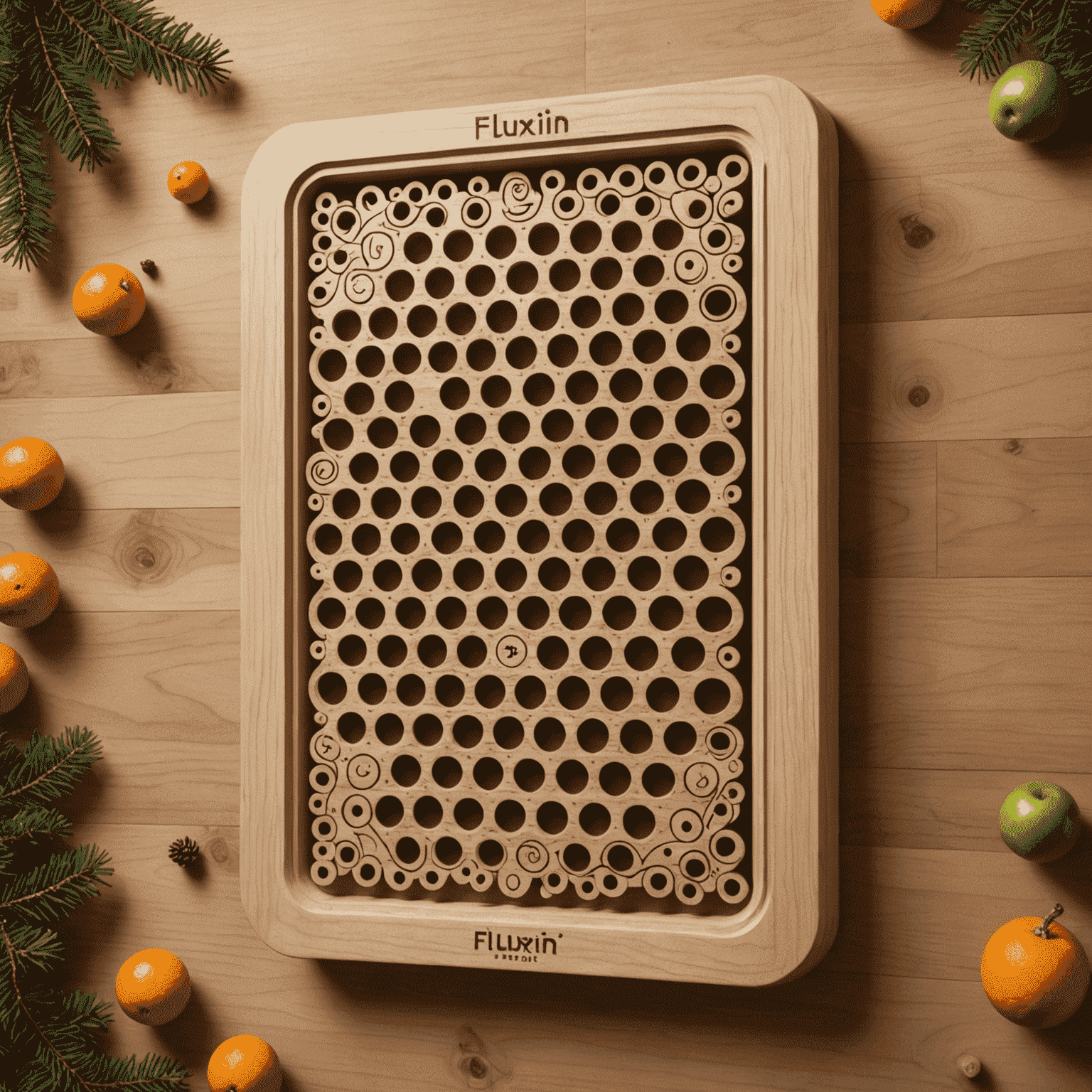 Logo de Fluxpin: Un tablero de Plinko estilizado con caminos estacionales