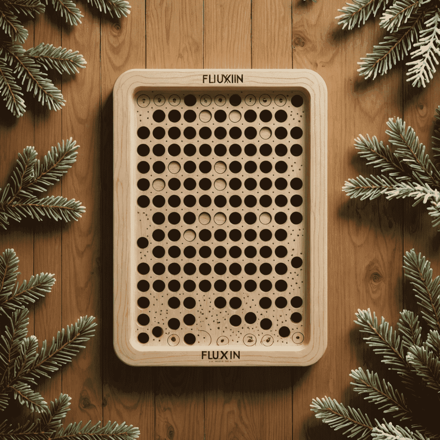 Logo de Fluxpin: Un tablero de Plinko estilizado con caminos estacionales