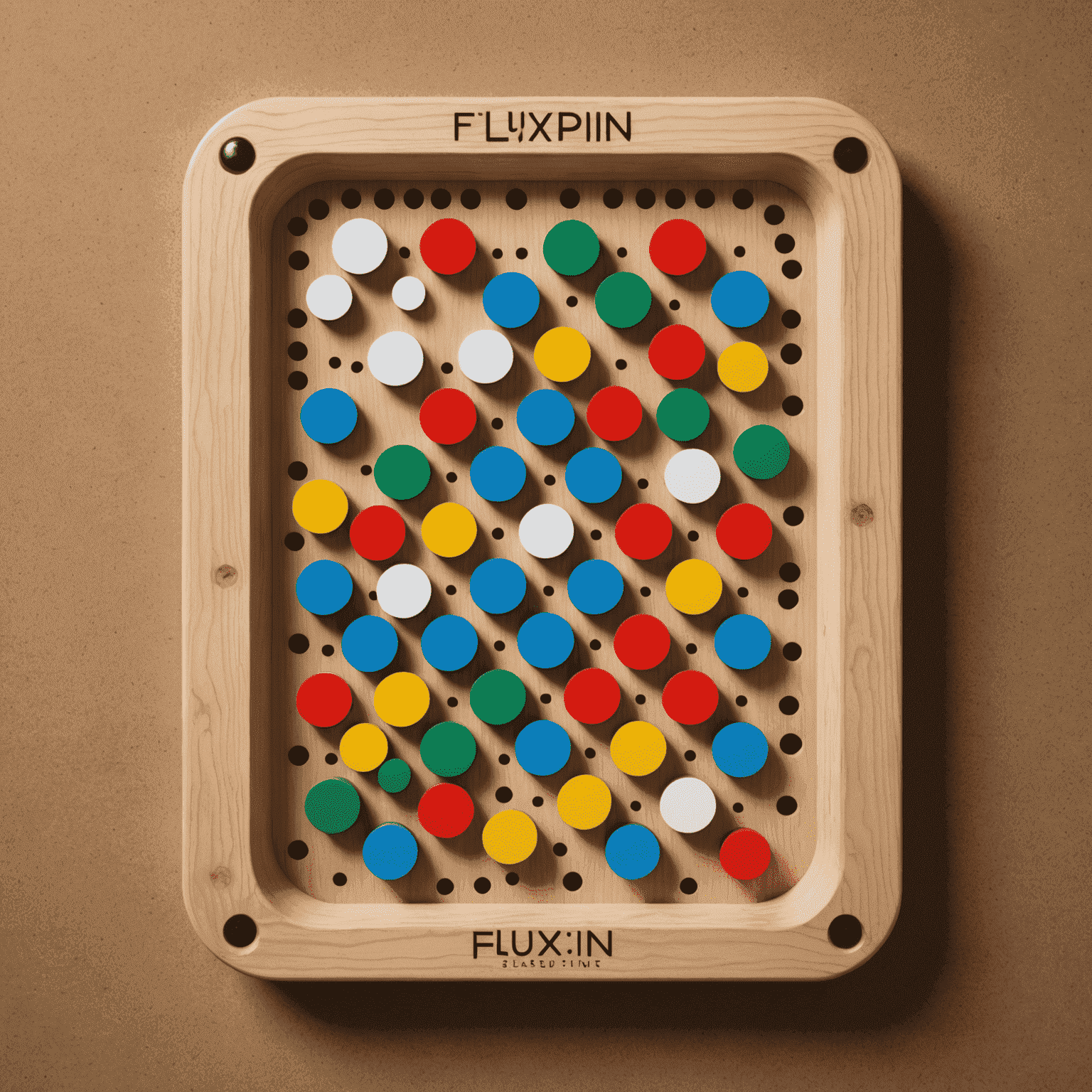 Logo de Fluxpin: Un tablero de Plinko estilizado con caminos estacionales
