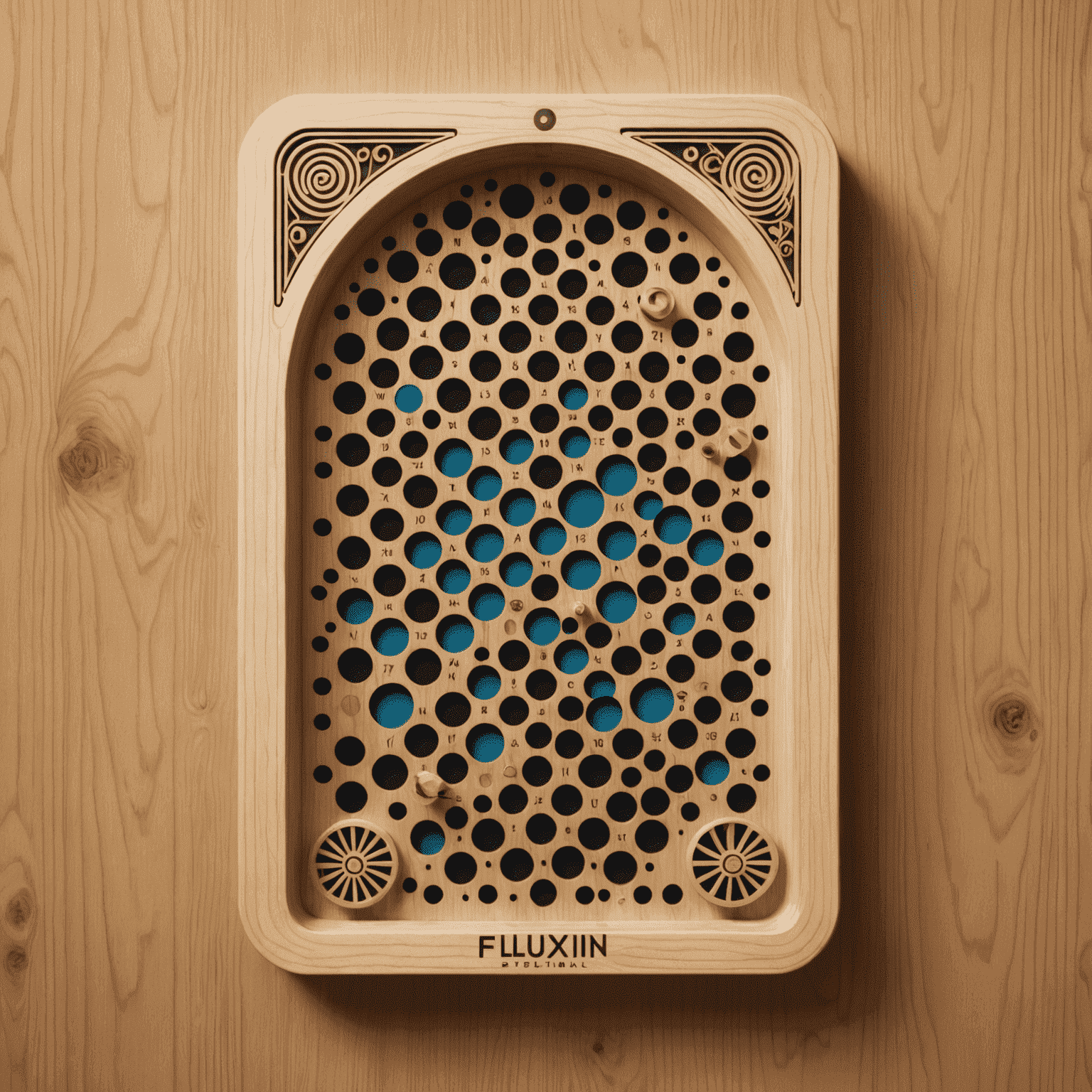 Logo de Fluxpin: Un tablero de Plinko estilizado con caminos estacionales