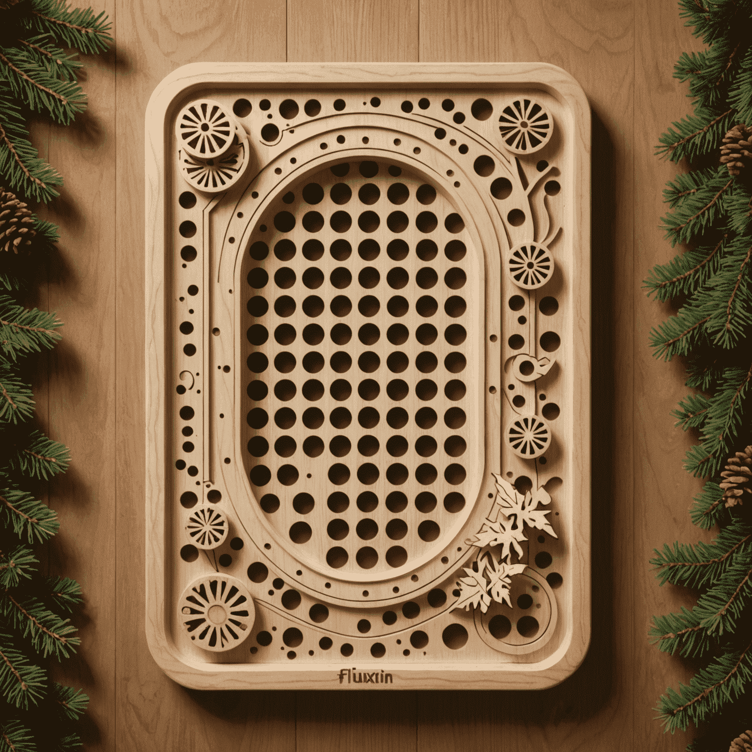 Logo de Fluxpin: Un tablero de Plinko estilizado con caminos estacionales