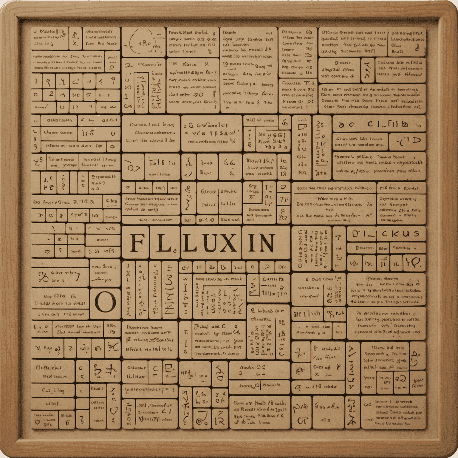 Imagen de un tablero de Fluxpin con fichas y reglas escritas