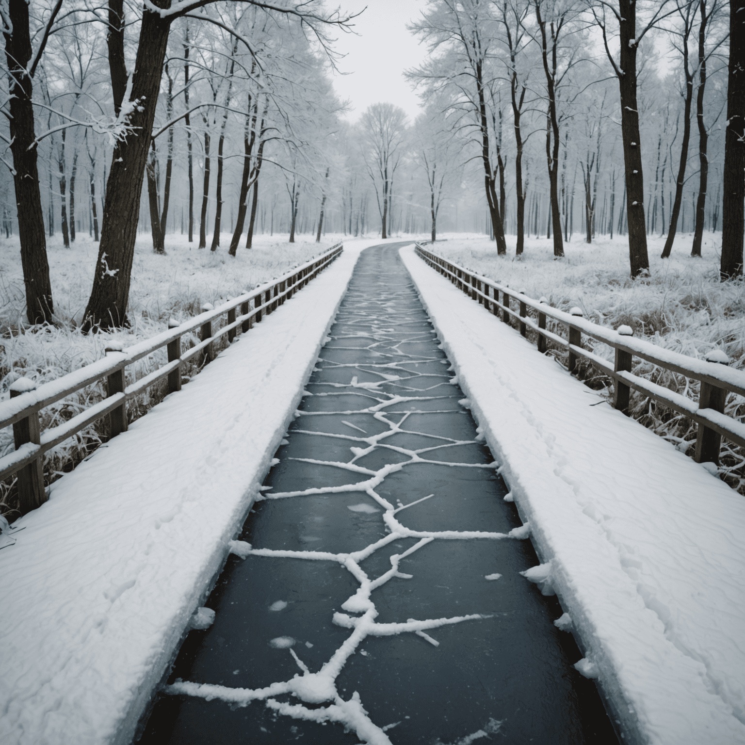 Detalle de los obstáculos de hielo y caminos nevados en el tablero Fluxpin Invierno Maravilloso